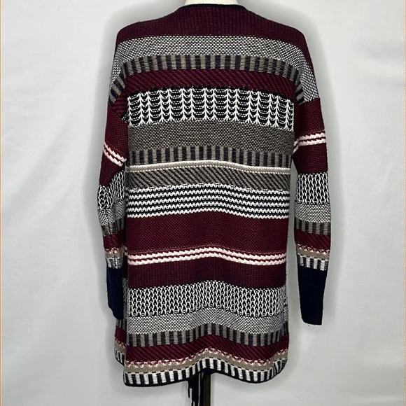 Autumn Cashmere Blend Open Front Waterfall Fringed Cardigan - Size Medium - Picture 3 of 5